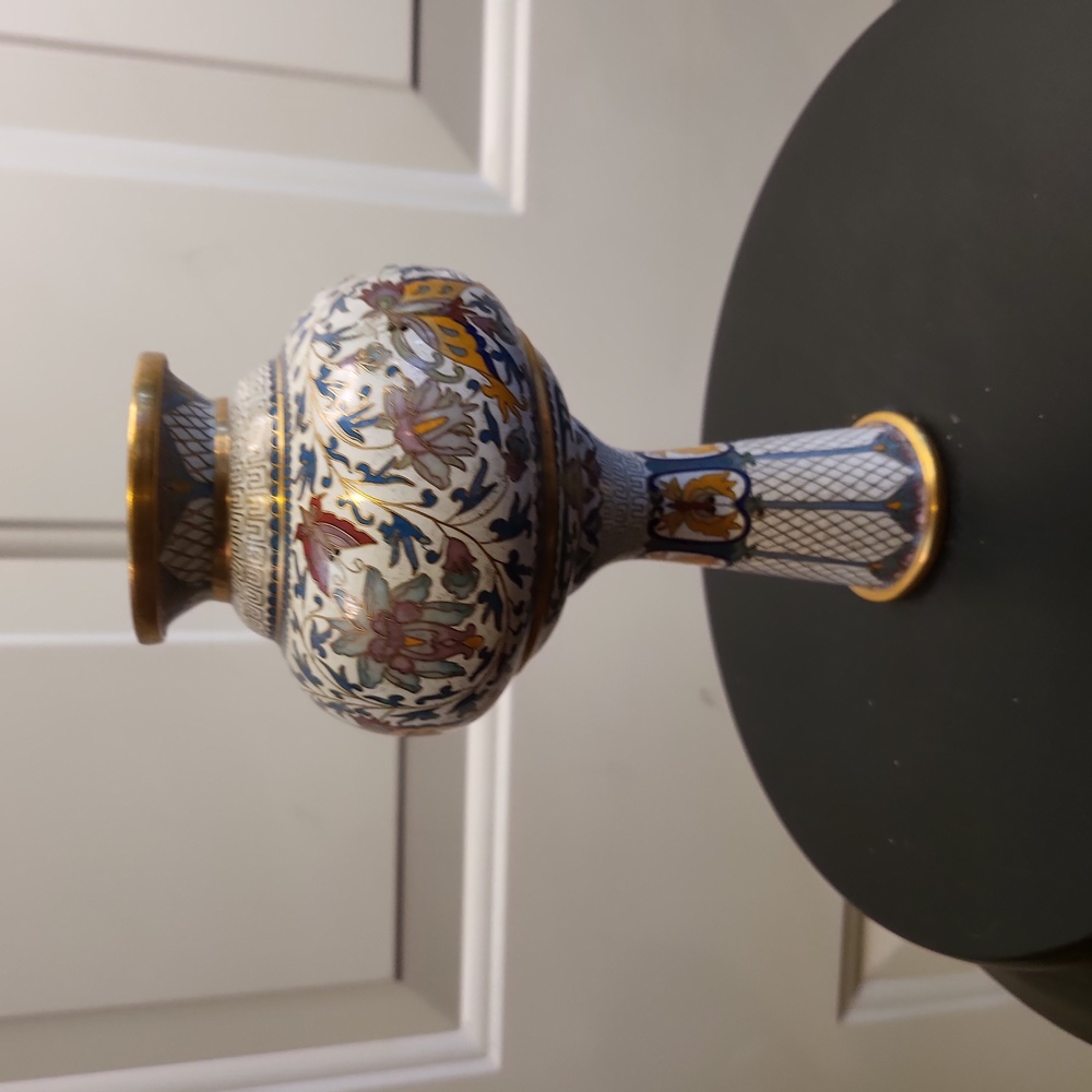 Vintage Fine Asain Persian Cloisonné Ornate Vase 7 1/4" - Picture 11 of 11